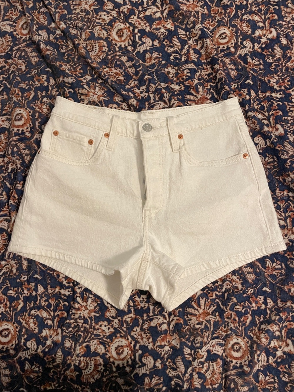 High-Rise White Denim Women's Shorts